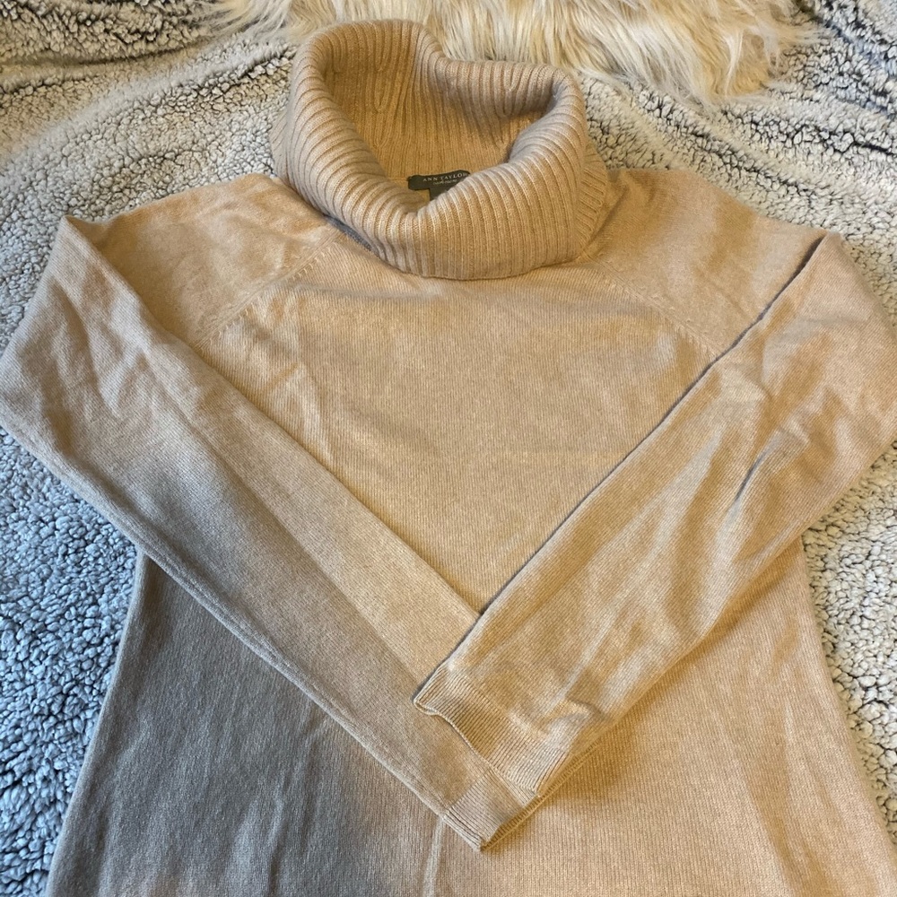 Ann Taylor Cashmere turtleneck sweater- beige